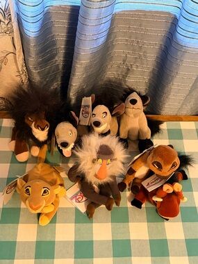 Vintage Disney Lion King Bundle Beanie Plush Set of 8 All Have Swing & Tush Tags